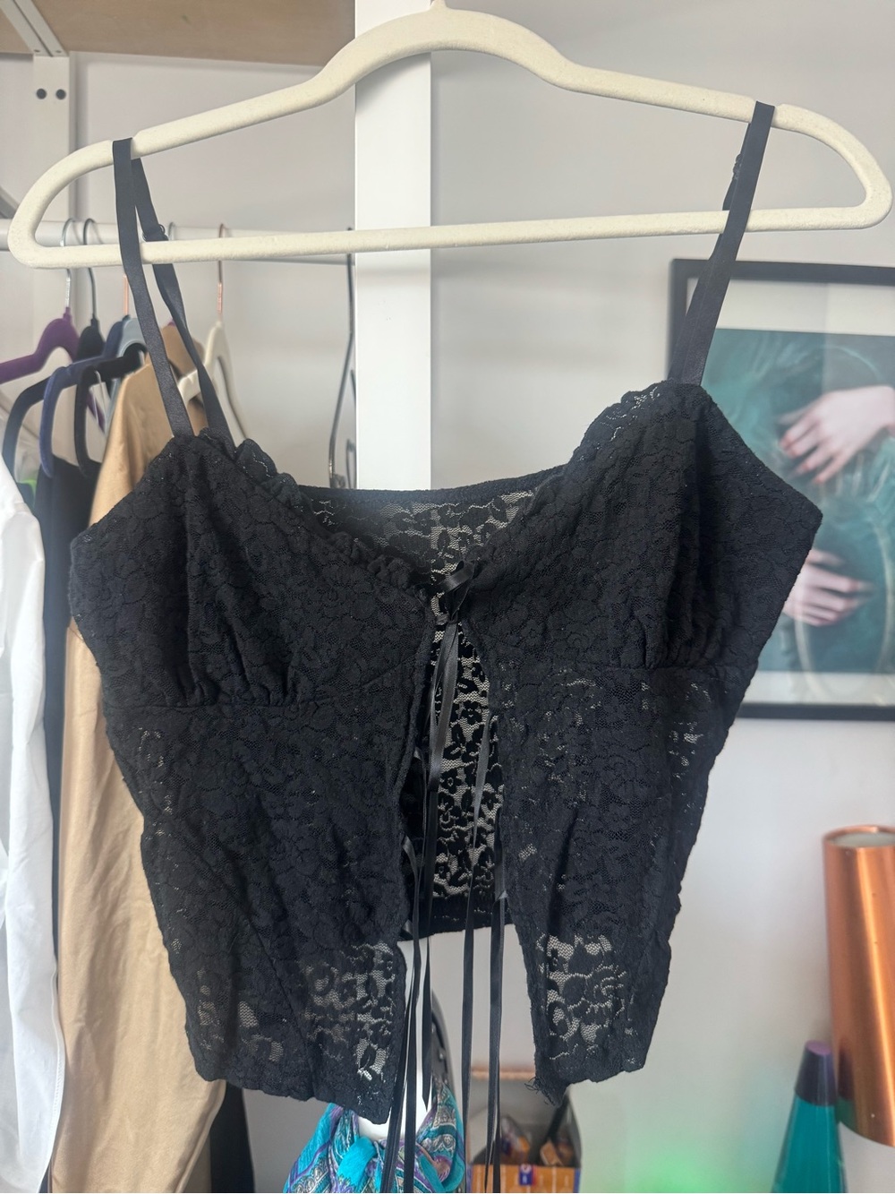 Tiger Mist Black Lace Corset Camisole Top Medium